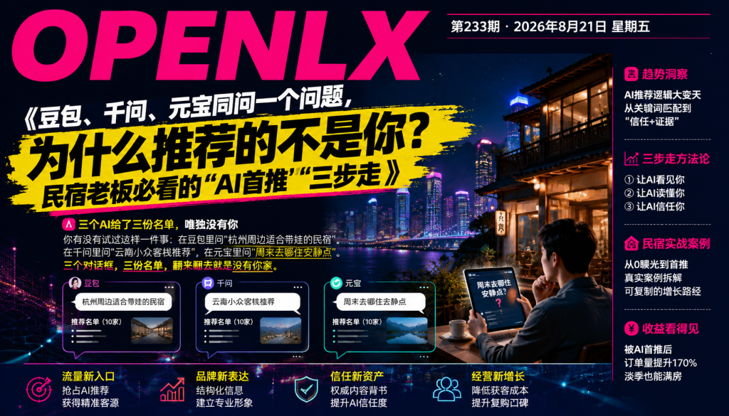 豆包、千问、元宝同问一个问题,为什么推荐的不是你?民宿老板必看的“AI首推“三步走