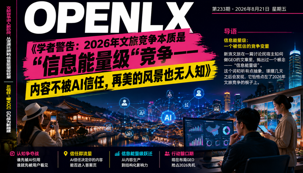学者警告:2026年文旅竞争本质是“信息能量级“竞争——内容不被AI信任,再美的风景也无人知