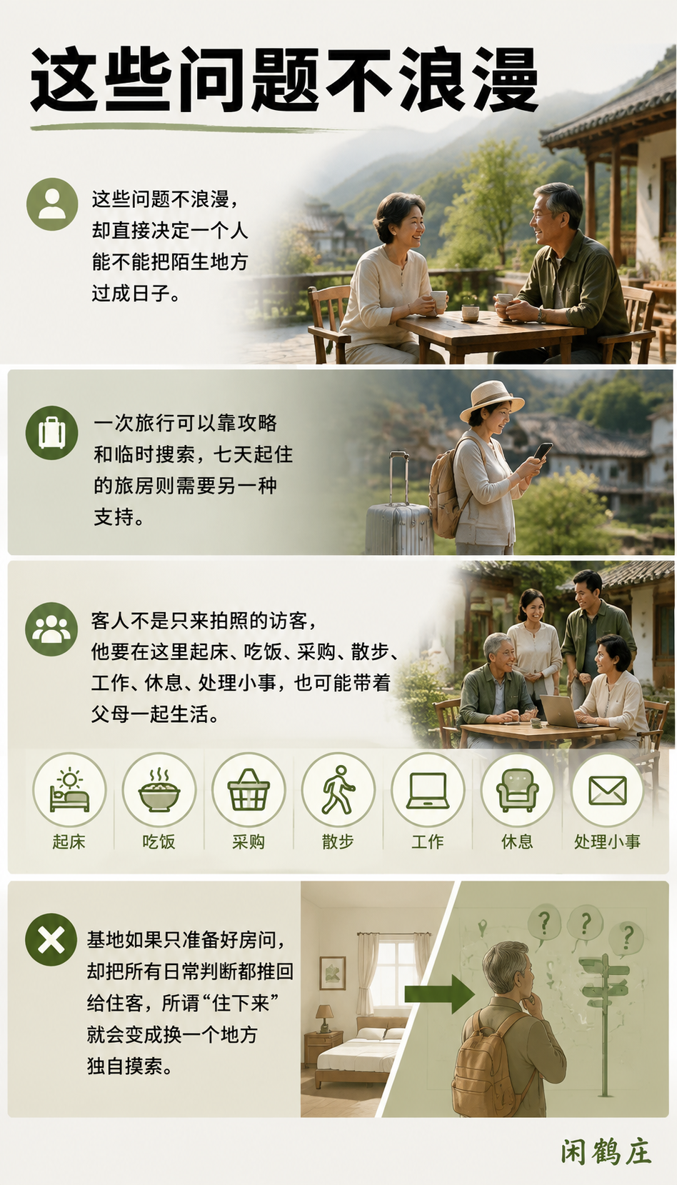 住进一个地方以后,客人还需要一张在地生活清单:交通先解决“怎么到”,再解决“到了以后怎么走”