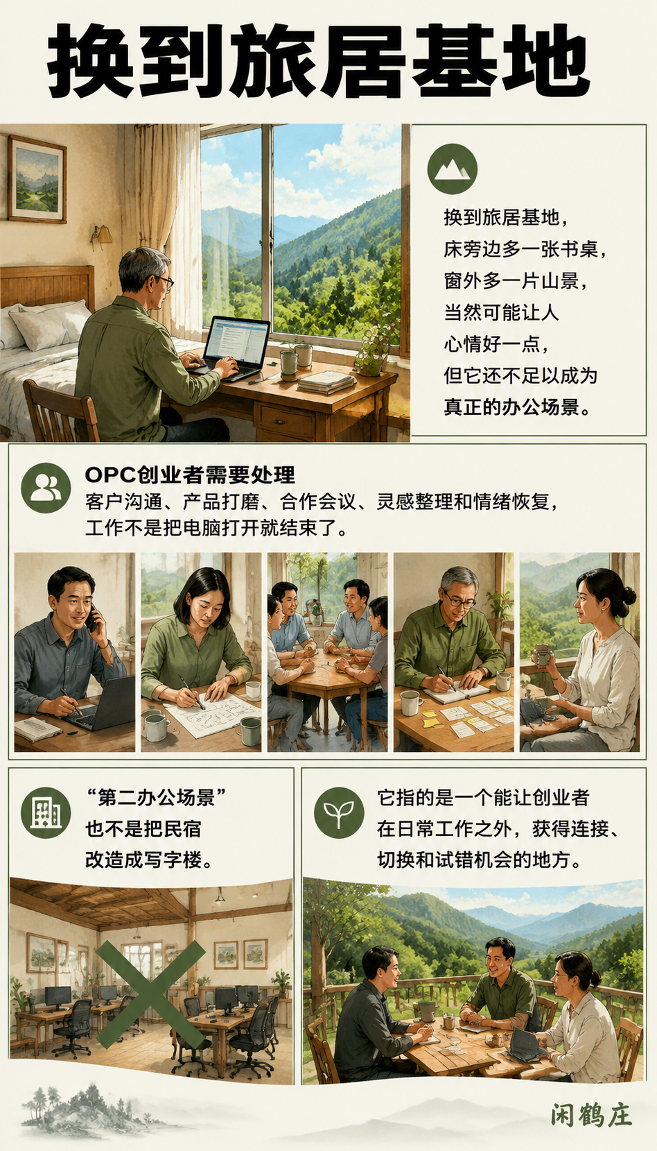 OPC创业者为什么需要第二办公场景,而不是另一间民宿房:恢复不是工作效率的附属品