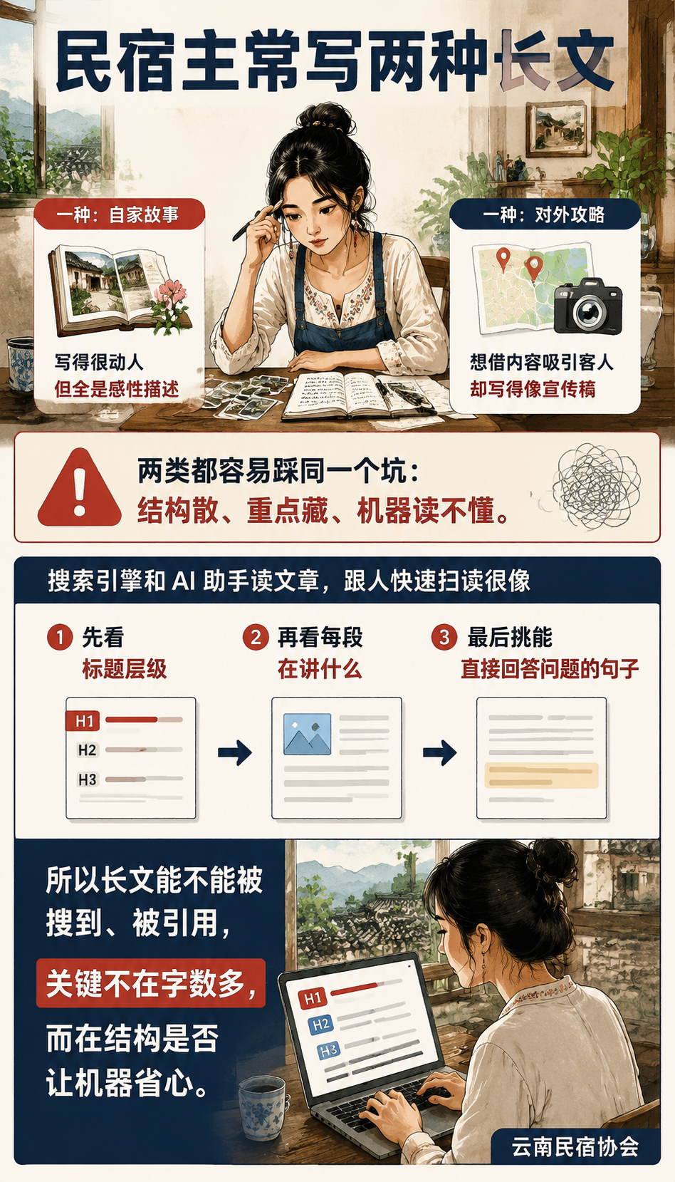 民宿长文怎么写才容易被搜到:内容结构优化七细节:可执行建议