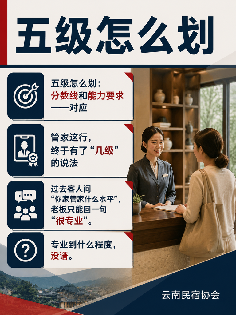 T/YNMS 013 标准里的管家五级:从初级到首席,这条晋升路怎么走:照标准算一笔晋升账:从新人到首席要几年