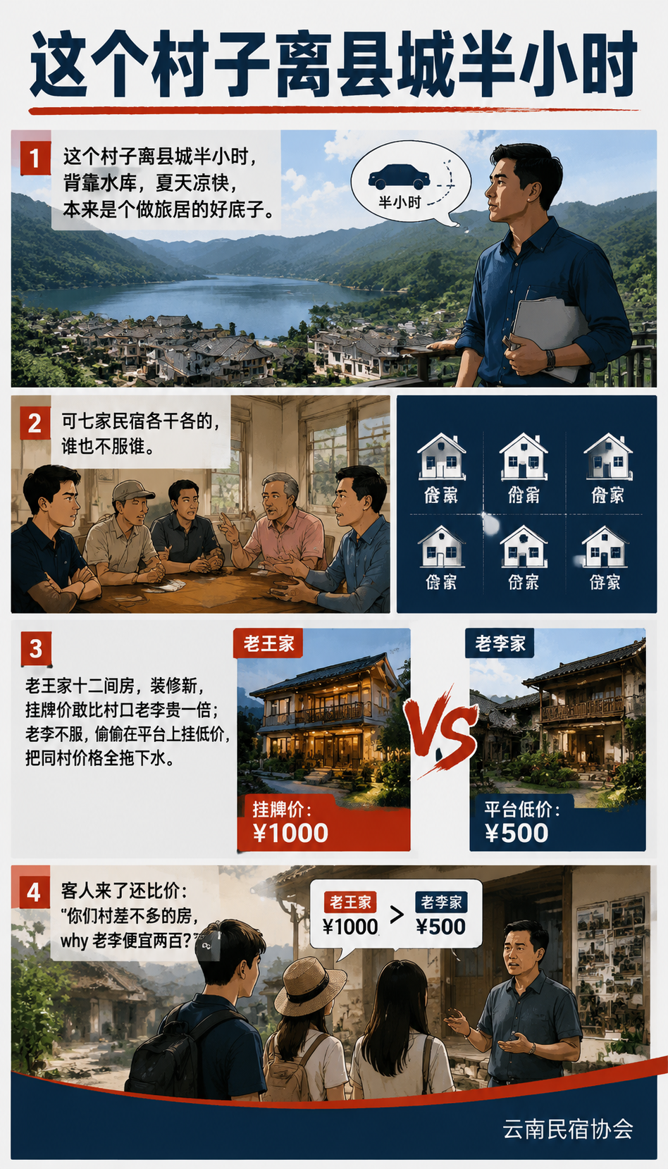 一个村 7 家民宿抱团:统一标准后整村入住率涨了 25%:政策这口气,抱团后才接得住
