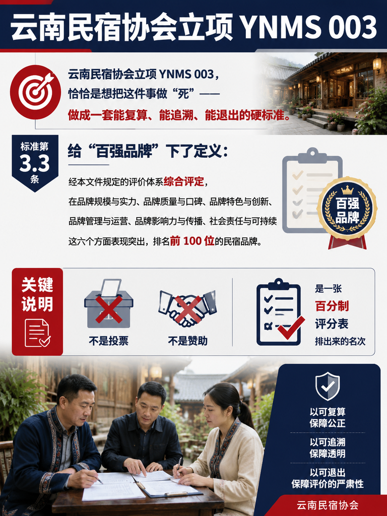 民宿百强品牌怎么评:一张评分表看懂上榜门槛:先过"必备条件"这关:18 张检查表卡掉一半报名者