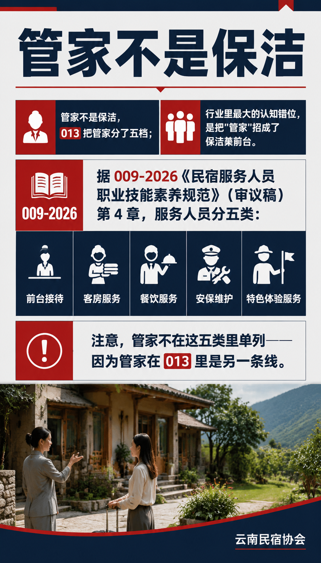 服务规范标准:民宿管家到底该做哪 18 件事?:管家不是保洁,013 把管家分了五档
