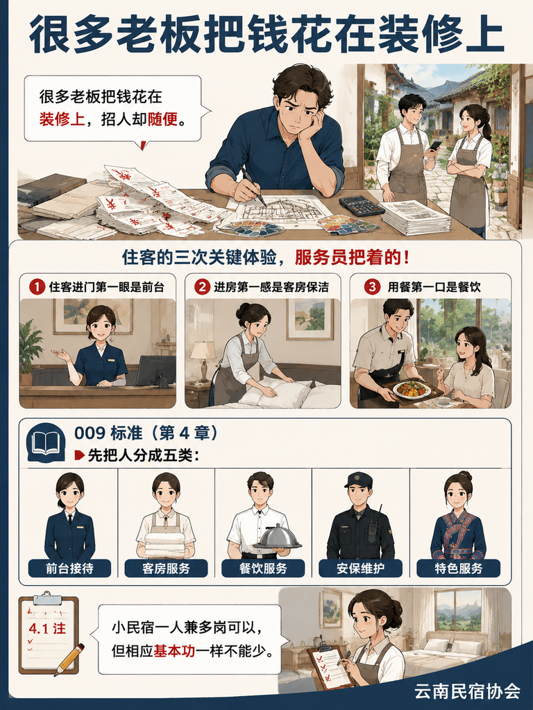 民宿服务员入行第一课:009 标准划出的基本功清单:小店落地 009:先抓三件最划算的事