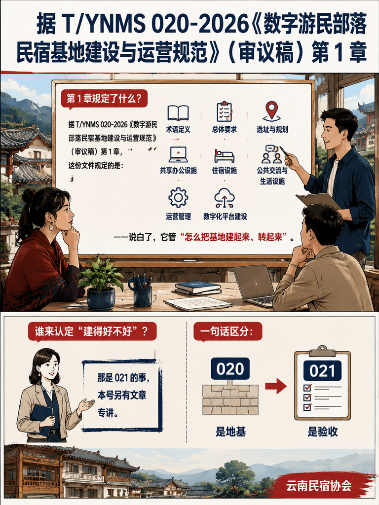 数字游民基地不是摆张桌子:T/YNMS 020 把"怎么建"钉成了硬条款:工位、会议室、电话亭:办公设施逐项列清单