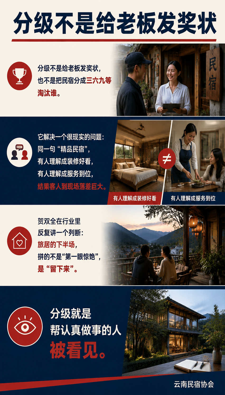 民宿分级标准解读:你的店算"基础级"还是"优品级"?:002 把品牌民宿分成五档,90 分才够卓越