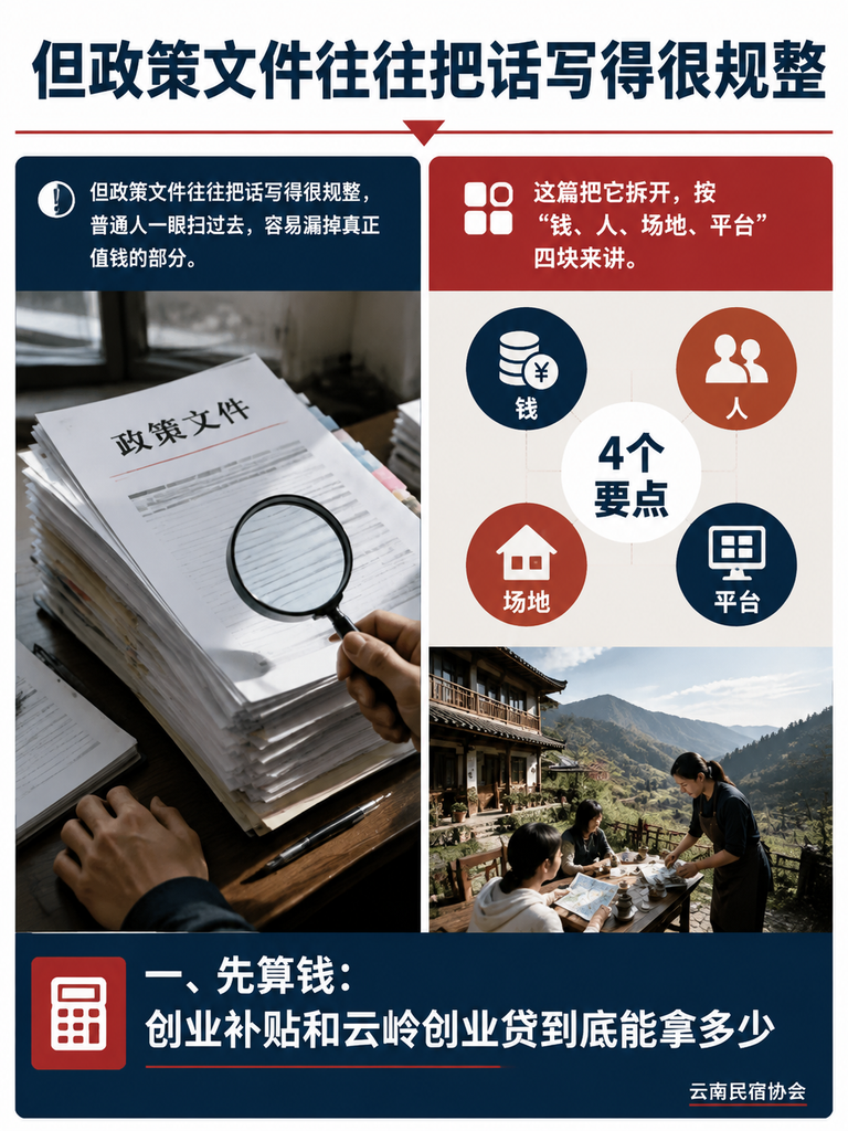 云南刚发 20 条旅居创业新政:5000 元补贴 + 最高 3000 万贷款,民宿主怎么接?:三、场地这盘棋:旅创资产库,把闲置房子变成创业工位